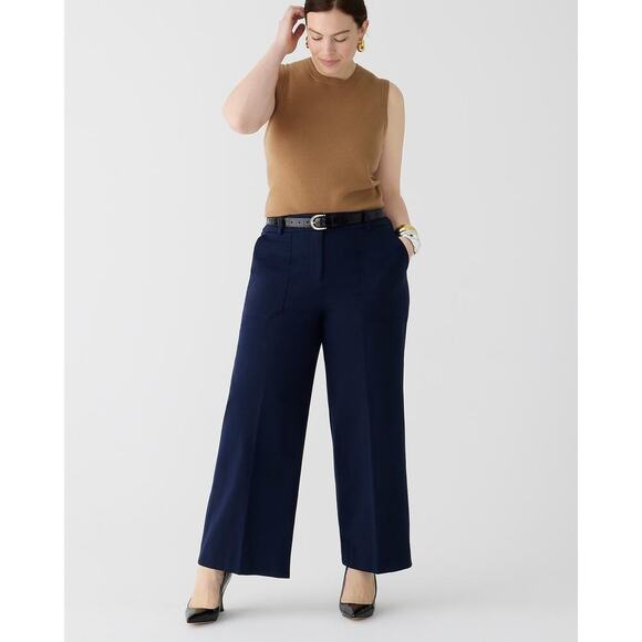 J. Crew Sydney Wide-Leg Pant in Bi-Stretch Cotton Blend Navy Blue Size 4 NWT - Picture 4 of 12